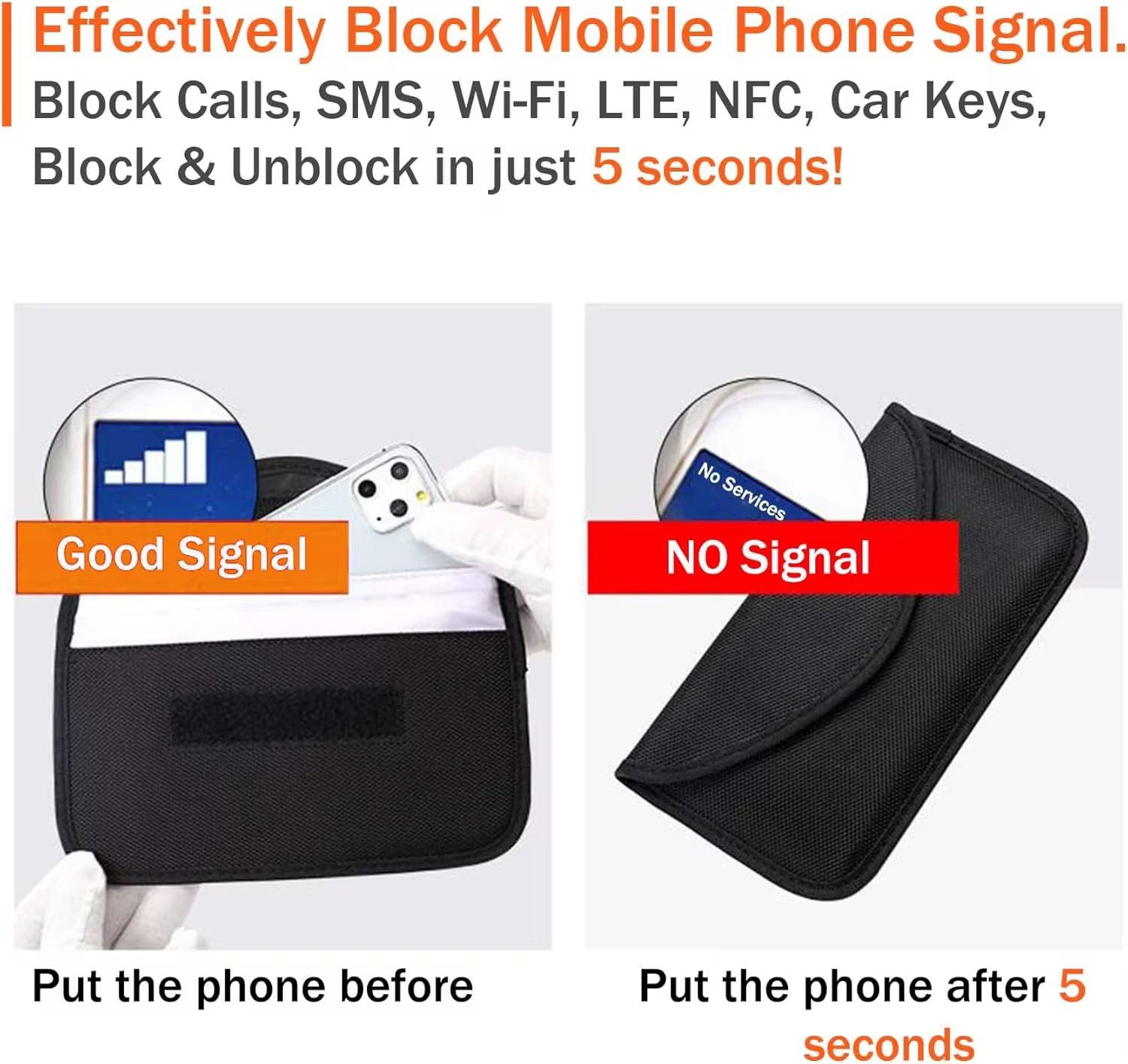 Faraday Phone Case for Signal Blocking (LTE, WiFi, GPS, Bluetooth, NFC)