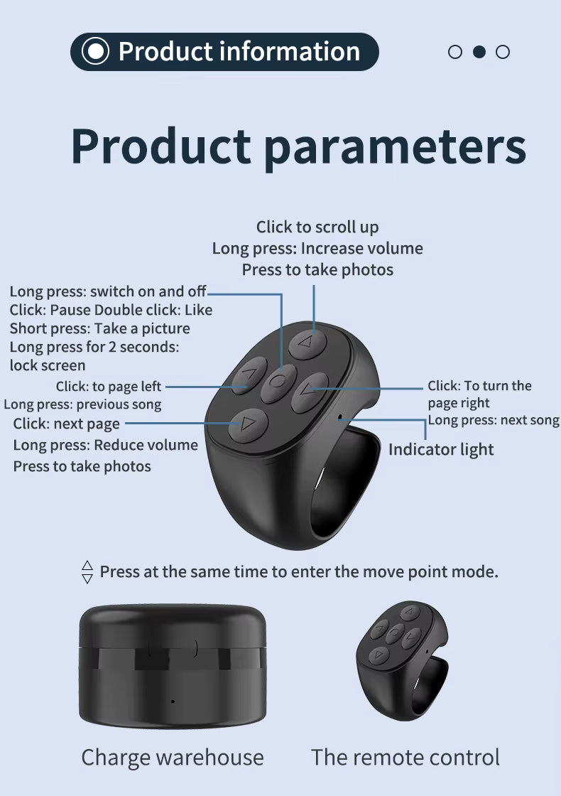 Mobile Phone Bluetooth Ring Remote Control JX-05S