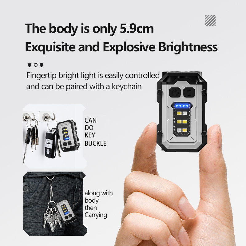 Multifunctional Mini Keychain USB Rechargeable Flashlight