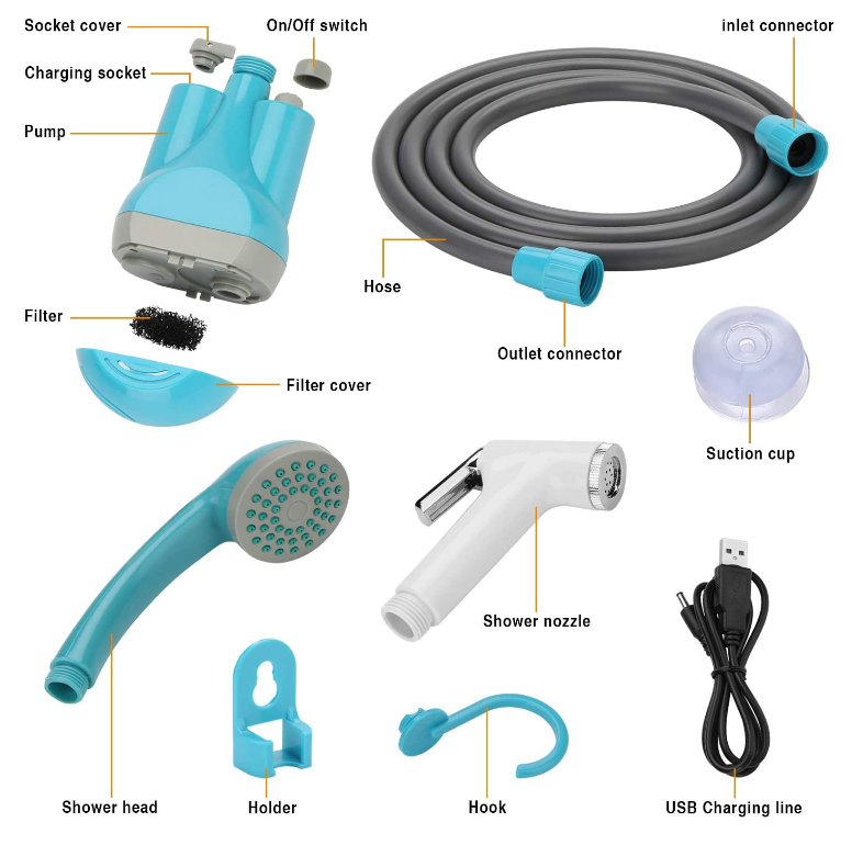 Portable Rechargeable Camping Shower Pump