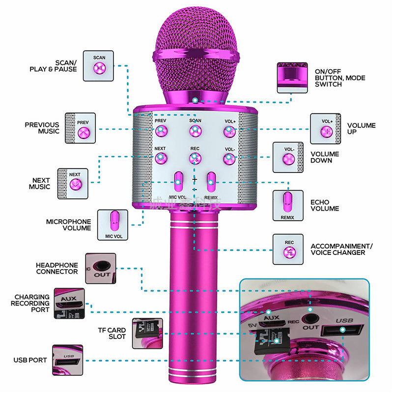 Wireless Karaoke Microphone Speaker WS-858